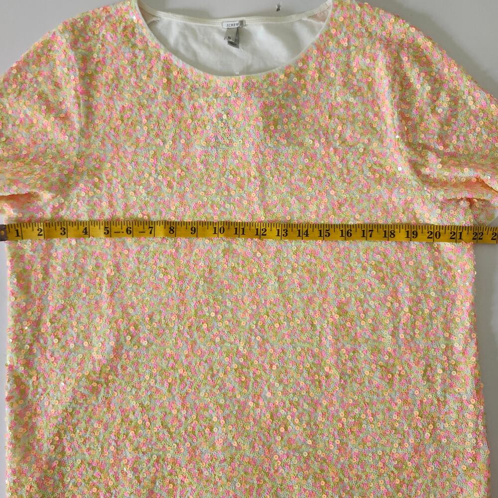 J Crew Neon Sequin Short Sleeve T-Shirt Size XL - Picture 8 of 9